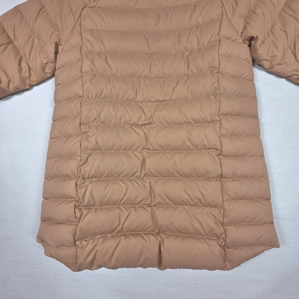 Patagonia‎ Down 600 Fill Jacket Kids XL Tan Pink Puffer Hoodless Full Zip Warm